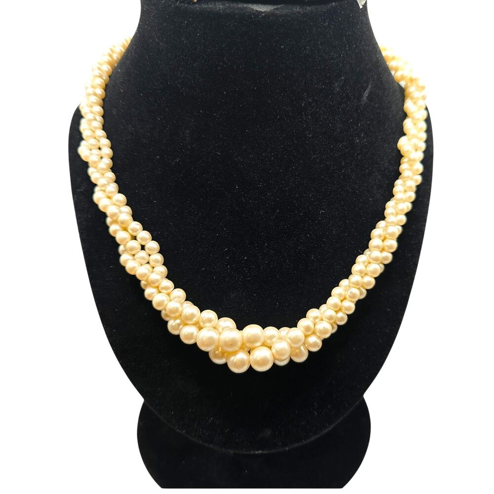 Necklace Napier Imitation Pearl Beaded Cream Twisted Multi Strand 18" SKU 2989